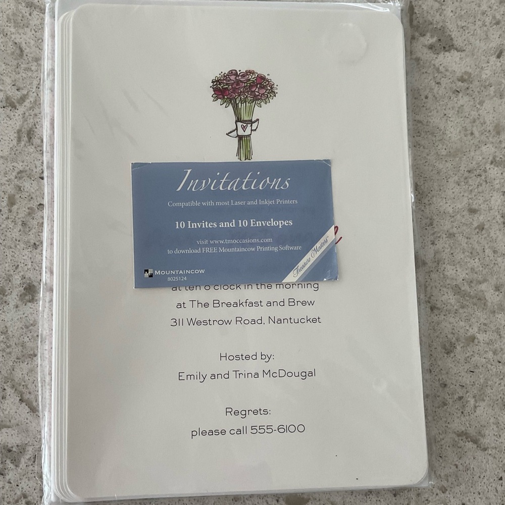 Printable Pink Rose Invitations